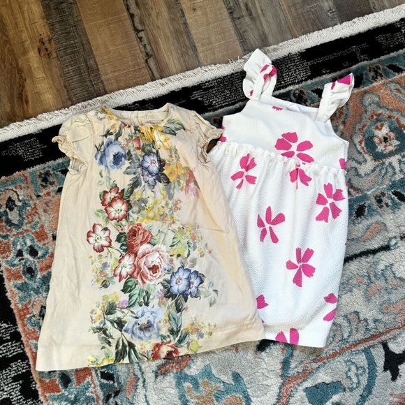 Zara Girls 18-24Mos Floral Print Casual Spring Dresses Lot Gently Used - Picture 1 of 6